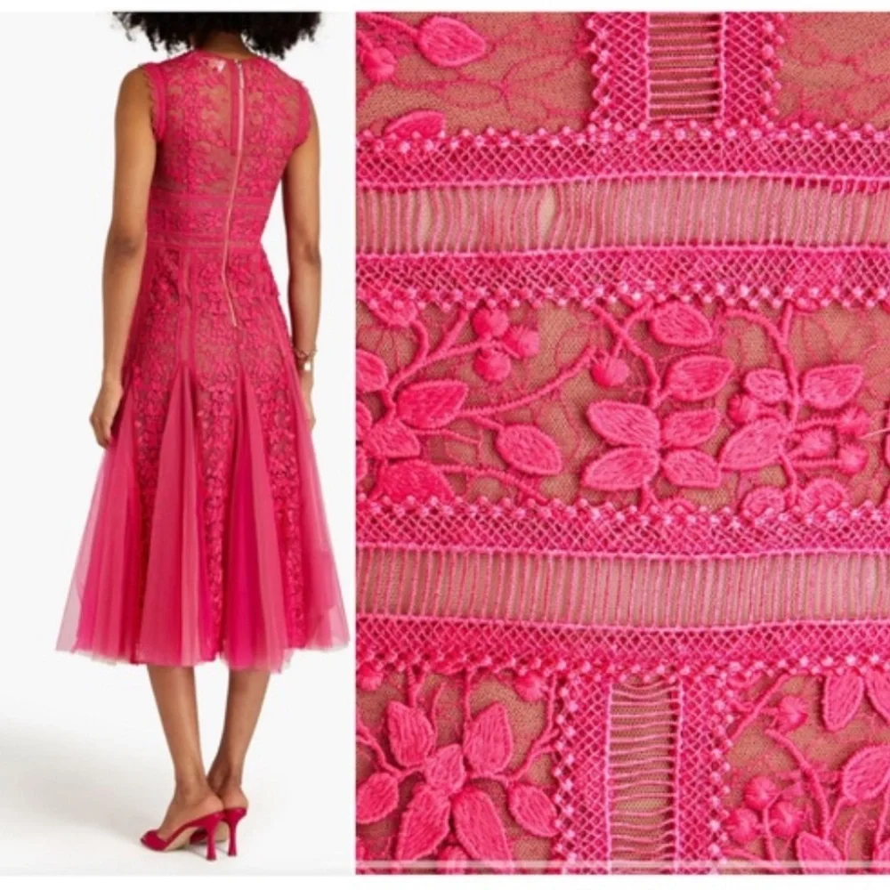 Bronx and Blanco embroidered mesh midi dress - Picture 4 of 11